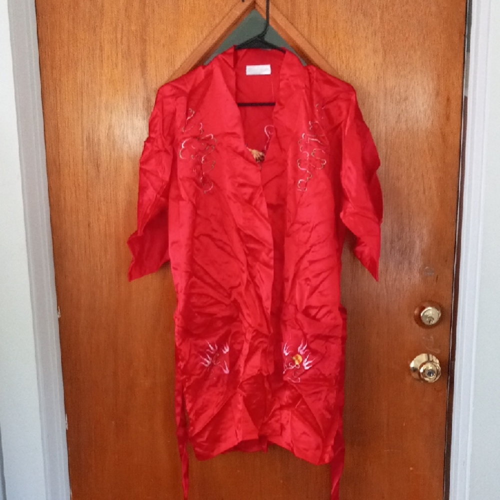 NWOT Goldfish Brand Red Silk Kids Chinese Robe